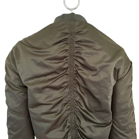 COTTON ON Cinched Sleeve Full Zip Cropped Bomber Jacket in Olive Green SZ 6 - Picture 6 of 10